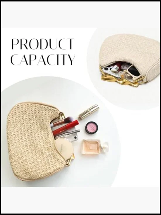 Boho Chic Woven Straw Hobo Tote Handbag Mini Summer Beach Purse - Picture 4 of 7